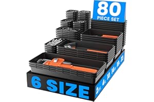 【Upgraded to 6 Size】A-LUGEI Tool Box Organizer,【Fits 100+ Tools】 Black Garage Organization and Storage Tray Divider Set, Desk Drawer Organizer, Toolbox for Tool Chest Cart WorkBench Small Parts Widget