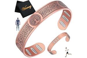 Vicmag Copper Bracelet for Men 9X Strength Magnetic 99% Pure Copper with 5000 Gauss Magnets, Tree of Life Present Box Adjustable(Viking Tree)