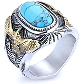 JWM Turquoise Eagle Rings Stainless Steel Large Rings for Men Women Adults, Delicate Packaging