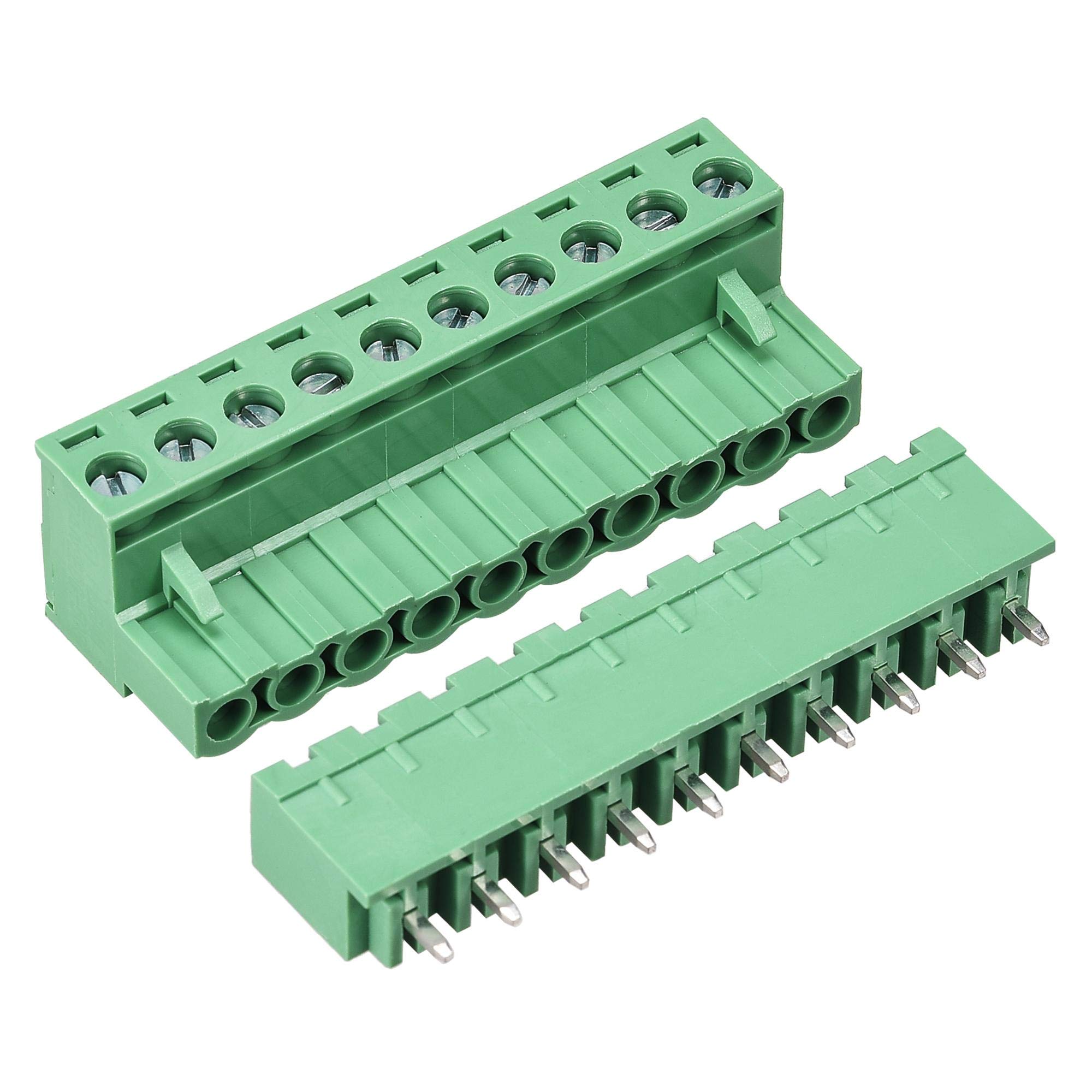 sourcing map 10 Pin 5.08mm Pitch Male Female PCB Screw Terminal Block 10 Sets