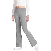 BOOPH Girls Leggings Kids Flare Leggings Fold Over Waistband Casual Bell Bottom Pants for Teens