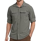 Men's Safari Shirt Long Sleeve UPF 50 Sun Protection Quick Dry Breathable Fishing Hiking Travel Shirt