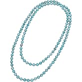 PERNNLA PEARL Natural Turquoise Long Beaded Necklace Wrap Bracelet Handmade Jewelry for Women Men