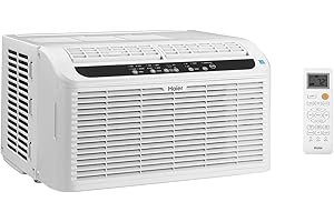 Haier 6,200 BTU Ultra Quiet Window Air Conditioner for Small Rooms and Bedrooms, Control Using Remote, 6K Window AC Unit, Easy Install with Included Kit, White, Energy Star