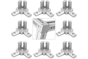 BLCCLOY 8Pcs Aluminum Extrusion 2020 Aluminum Profiles 3-Way Tri End Corner Bracket Connector for 20 Series T Slot V Slot Extruded Aluminum with Screws
