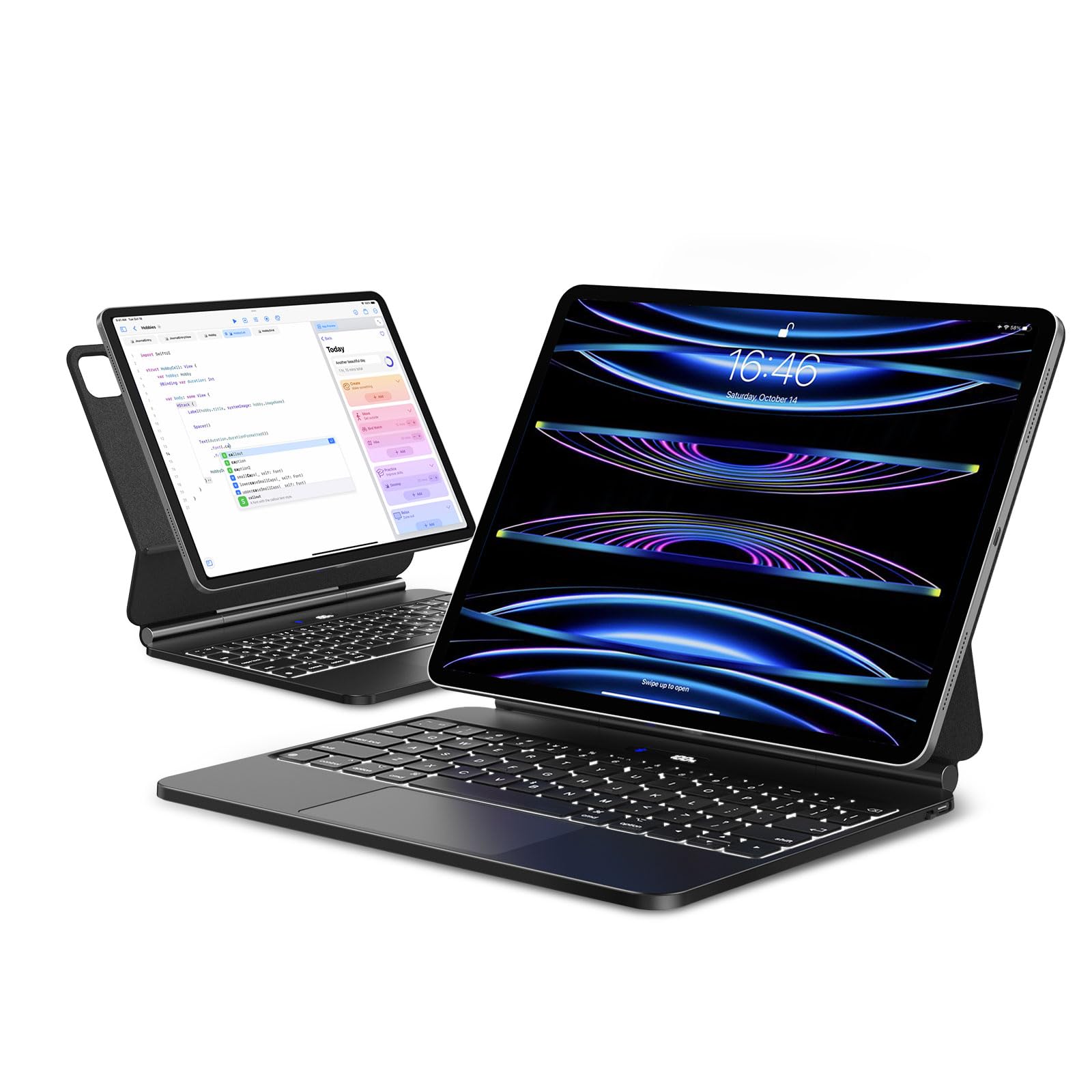 APPS2Car Magnetic Keyboard Case for iPad Pro 12.9-inch (6th/5th/4th/3rd Gen) with Floating Stand, Backlit Keyboard & Multi-Touch Trackpad, Slim & Lightweight iPad Case - Black