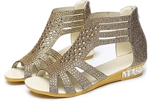 viyabling Sandals for Women Dressy,Boho Sandals Low Wedges Peep Toe Hollow Out Wrapped Sexy Diamond Evening Vintage Sandals