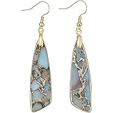 Boho Women Natural Stone Earrings Unique Healing Imperial Jasper Gemstone Energy Hypoallergenic Lightweight Dangle Drop Earrings Multiple Styles Earrings Jewelry for Birthday Party Gift