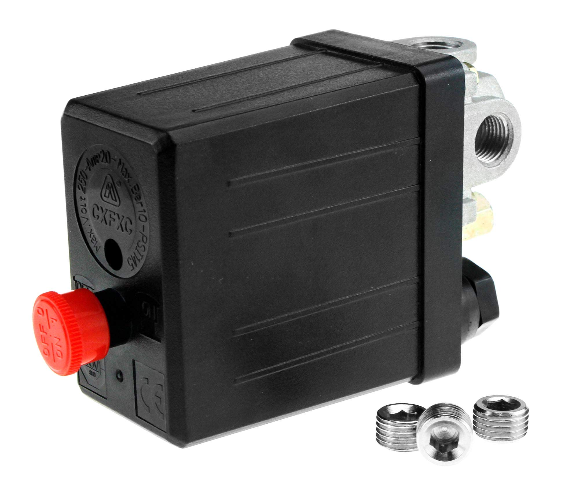 Create idea 175PSI Single Phase Air Compressor Switch 15AMP + 3pcs 1/4 BSP Blanking Plugs