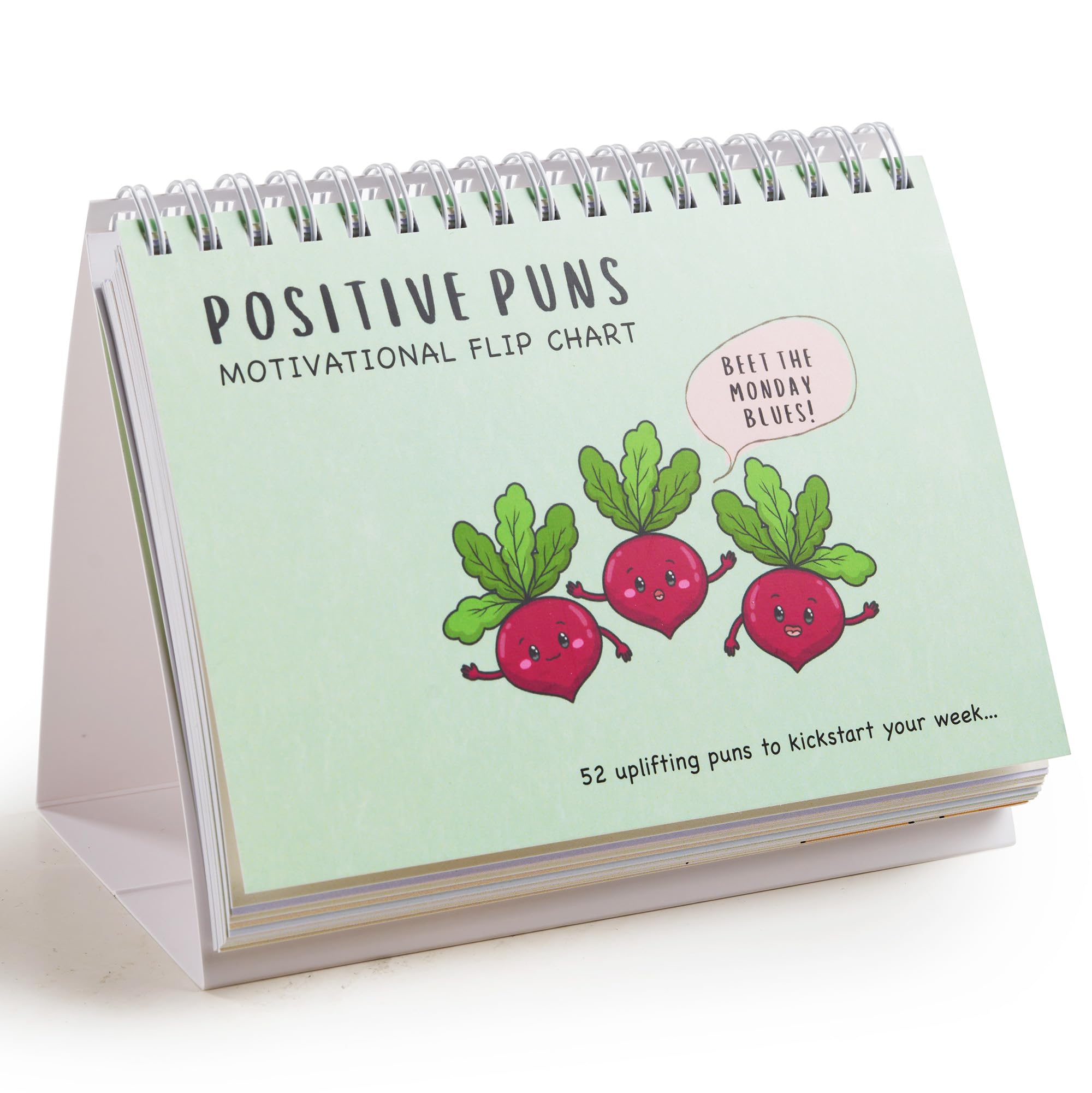 BYANIKA Motivational Flip Chart Desk Pad - 52 Positive Puns & Affirmations | Positivity Encouragement Daily Happiness Self Care Novelty Gifts | Funny Desk Accessories for Home, Office or Workplace