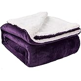NANPiper Sherpa Blanket - Twin Size Thick Velvet Plush Reversible Bed Blanket for Winter - Purple (60"x80")