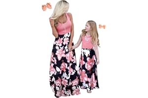 Qin.Orianna Mommy and Me Boho Floral Family Matching Maxi Dress with Pocket for Mother's Day…