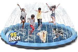 Non-Slip Splash Pad for Kids and Dogs, Hyperzoo 95" Extra Large Sprinkler Splash Pad for Kids Ages 4-8, Thickened Sprinkler Play Mat Backyard Summer Outdoor Water Toy for 3 Age+ Toddlers Boys Girls