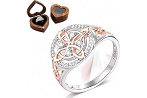 HZMRLSB Handmade Witch's Return-Knot Protection Ring, Protect Your Loved Ones, Silver Knot Design with Rose-Gold Detail