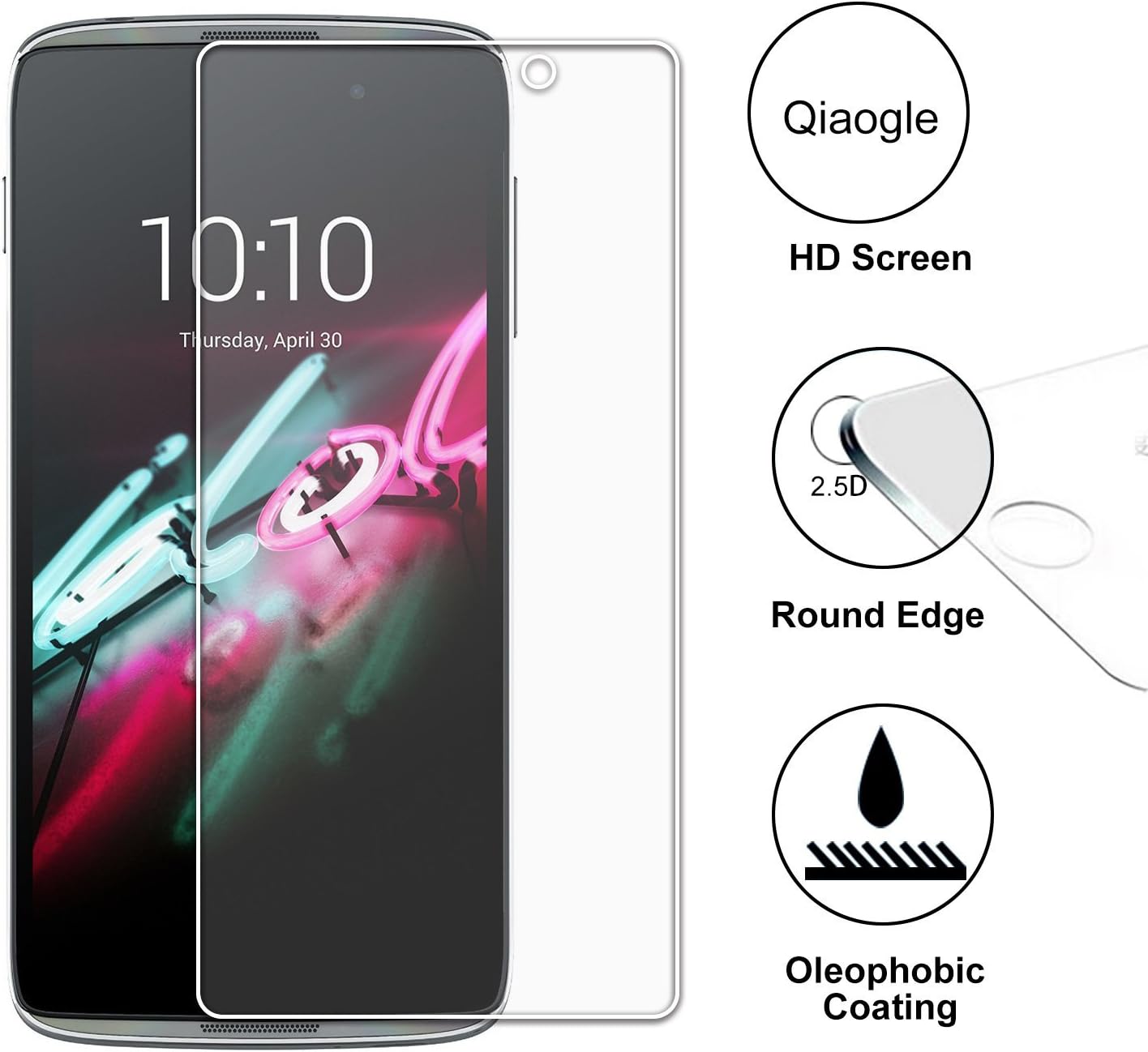 Qiaogle Premium Tempered Glass Protection Film for Alcatel Onetouch Idol 3 (4.7 inch) Screen Protector [with 9H Hardness * Ultra-clear * Anti-scratch]