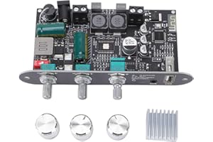 ViaGasaFamido Wireless Stereo Pairing Bluetooth Amplifier Board Multifunctional Knob Design 100W Mono Amp Module with Dual In