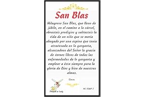Gifts by Lulee, LLC Oracion a San Blas Tarjeta de Rezo Bendecida Importada de Italia Laminada con Acentos en Oro