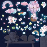 Tarklanda Glow in the Dark Unicorn Wall Stickers Blue Nursery Girls Bedroom