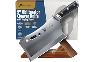 DALSTRONG Obliterator Meat Cleaver Knife - 9 inch - Gladiator Series R - Wood Stand and Sheath - Razor Sharp Massive Heavy Du