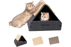 NATUYA Cat Scratcher House with Cardboard Sisal Scratching Pad, Indoor Sturdy Cozy Cats Hideaway Box Bed Hut for Pet Kitten Cats Play Nap Scratch, Detachable & Easy Assembly