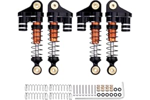 4pcs Aluminum Shocks Shock Absorber Assembled Front & Rear for Axial SCX24 1/24 RC Crawler Car Upgrades (Black&orange)