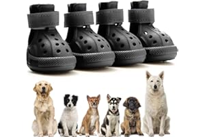 UGRASEA Dog Shoes for Hot Pavement,Non-Slip Waterproof Breathable Easy to Clean Put On and Take Off Dog Boots,Paw Protector for Hot Summer Roads Winter Snow (Black, Size 8:(3.15"x2.56")(L*W))