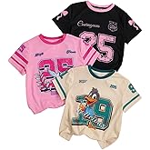 RoseSeek Girl's 3 Packs Star Butterfly Graphic Tees Crew Neck Short Sleeve T Shirt Casual Tops