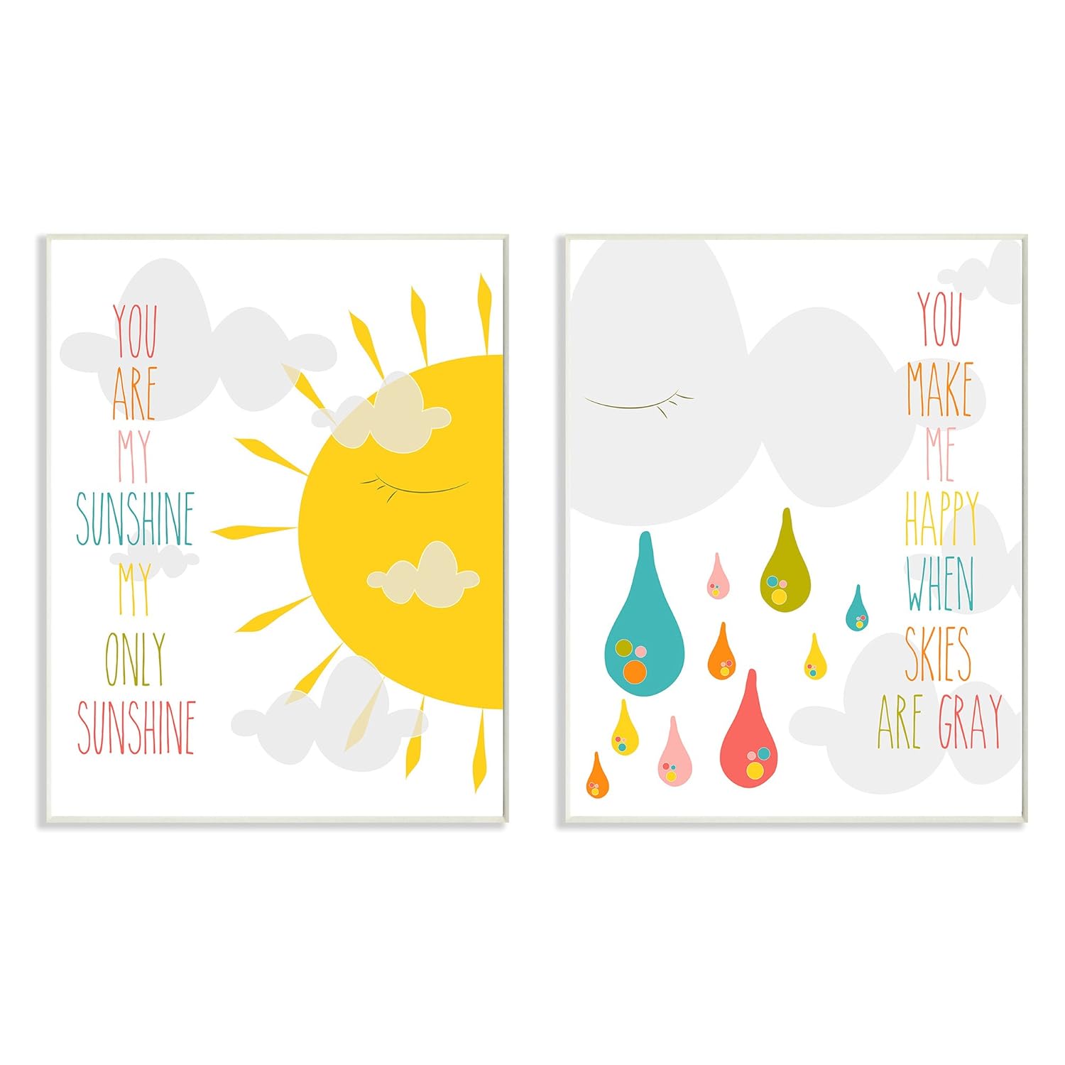 The Kids Room by Stupell 2 Piece Graphic Wall Plaque Set, You are My Sunshine