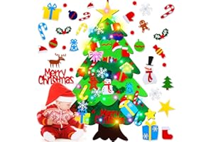 Kit de décoration de sapin de Noël en feutre avec 33 décorations à suspendre et guirlande lumineuse LED