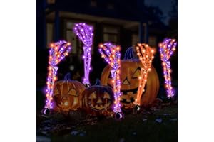 DREAMPARK Halloween Decorations Outside Outdoor Decor: 5 Pcs Light Up Skeleton Arm Stakes Halloween Decoration, 225 LED Purple & Orange Lights with 11 Modes, Scary Halloween Decorations Outdoor Yard Lawn Garden