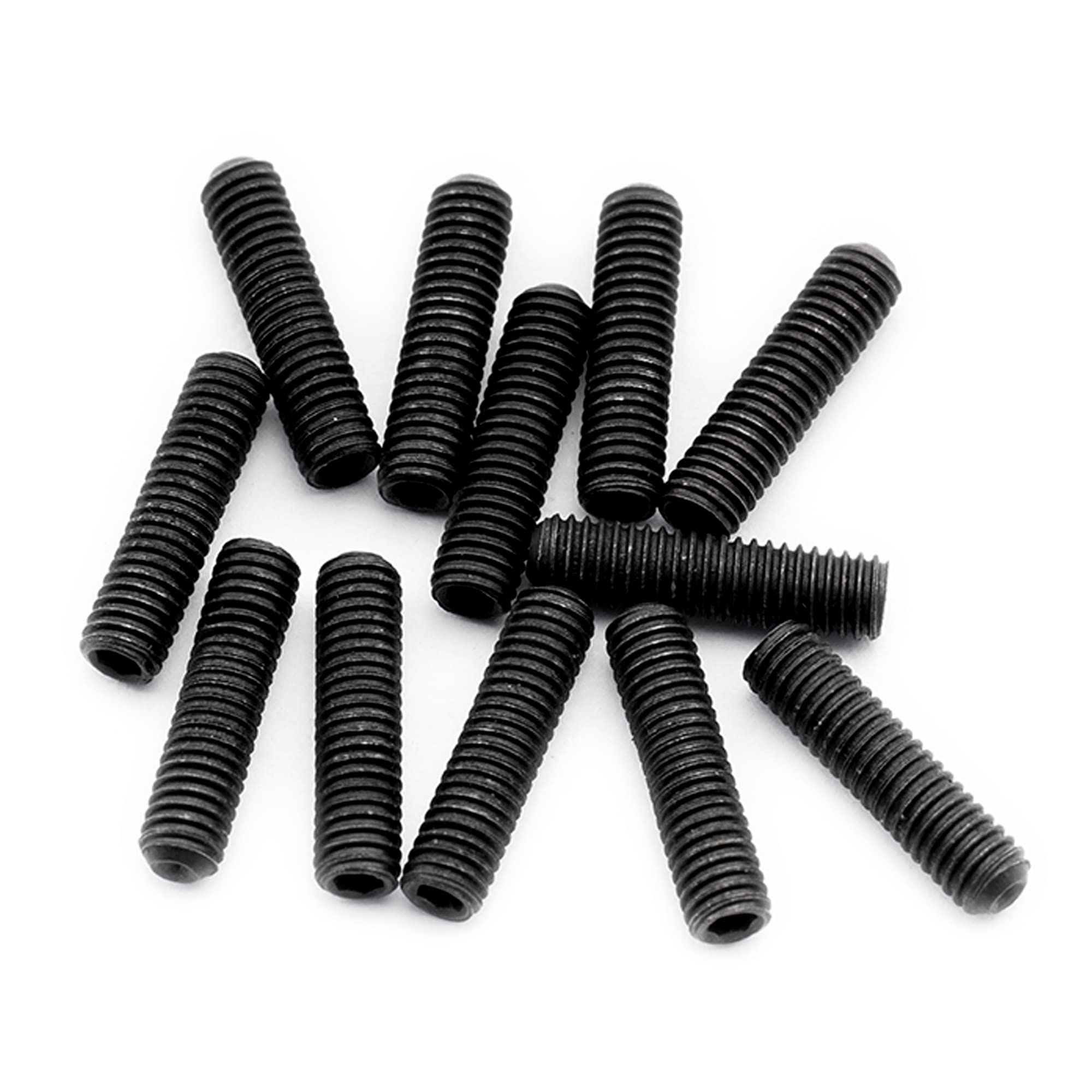 Musiclily Pro Metric M3X12mm Steel Saddle Height Screws for Import Strat Tele Style Electric Guitar Bridge, Black (Set of 12)