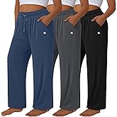 Neer 3 Pack Women's Plus Size Pants Wide Leg Sleep Yoga Pants Loose Drawstring Casual Baggy Sweatpants with Pockets