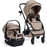 Britax Prism Travel System with Willow S Infant Car Seat &mdash; Teak | Car Seat Stroller Combo With Alpine Base; One-Step Stroller Fold &amp; Telescopic Handlebar; ClickTight Car Seat Installation