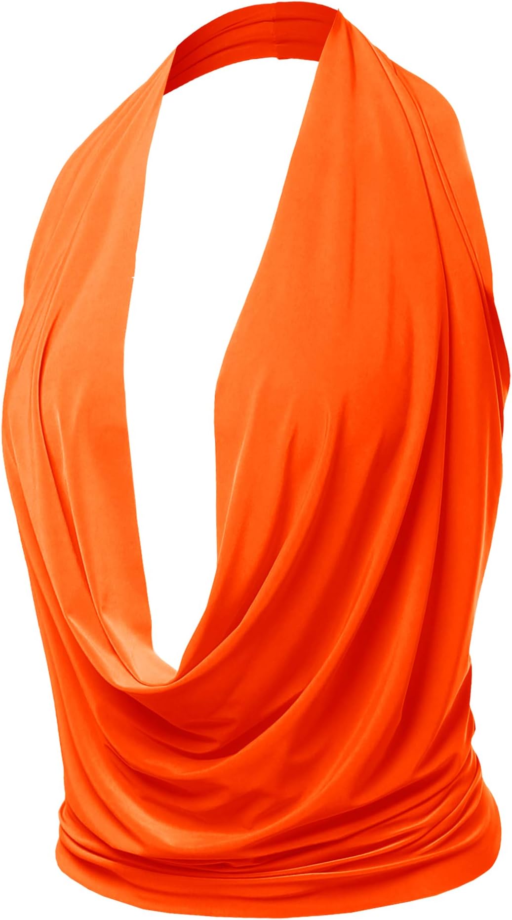 Women's Sexy Drape Front Deep V-Neck Cowl Neckline Halter Backless Party Club Top