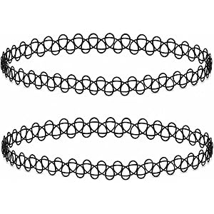 BodyJ4You 2PC Tattoo Choker Necklace Set - Butterfly Yin Yang Unicorn Heart Charm Pendants - Stretchy 90s Henna Chokers Women