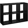 ClosetMaid 6 Cube Storage Shelf Organizer Bookshelf with Open Back, Vertical or Horizontal, Easy Assembly, Wood, Black Finish