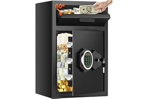 2.6 Cuft Depository Safe with Drop Slot, Anti-Theft Cash Drop Safe for Business with Digital Backlit Keypad & Spare Keys, Mut