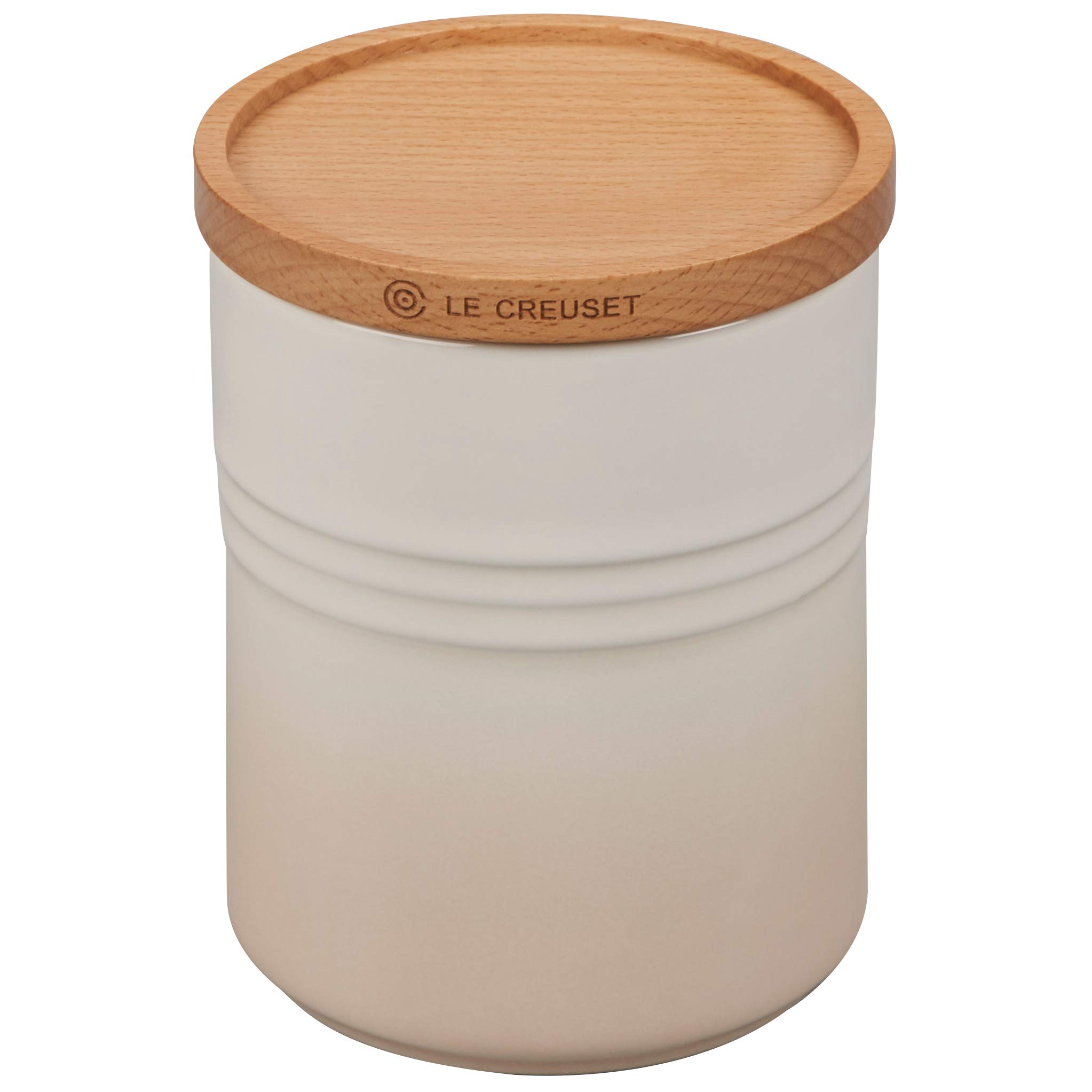 LE CREUSET Stoneware Medium Storage Jar with Wooden Lid, Stoneware, 540 ml, 10 cm, Meringue, 60825547160099 — image 1