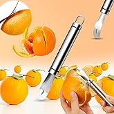Stainless Steel Orange Peeler, Citrus Peeler Tool with Long Handle & Special Triangular-Blade & Zigzag-Shovel Orange Peeler, 