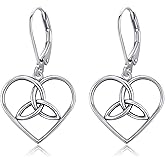 HKPATOP Celtic Knot Earrings 925 Sterling Silver Celtic Trinity Knot Dangle Earrings Irish Jewelry Gifts for Women