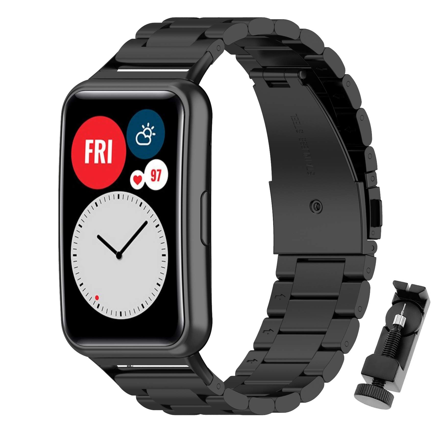MIJOBS Strap Compatible for Huawei Watch Fit Metal Straps, Stainless Steel Metal Watchband for Huawei Watch Fit & Huawei Watch Fit Elegant & Huawei Watch Fit New, Huawei Watch Fit Accessories