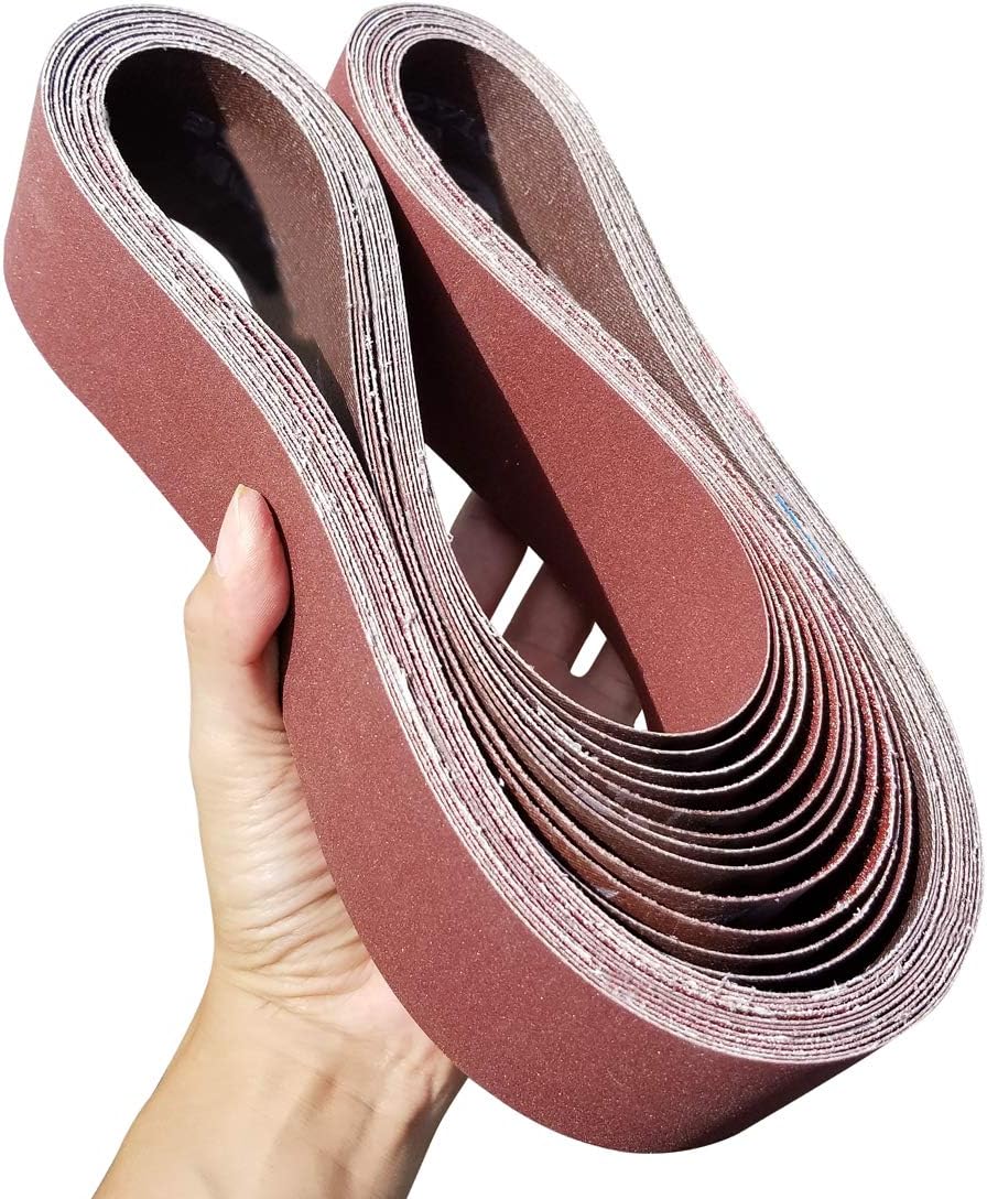 Sackorange 12 PCS 2 inch x 42 inch Abrasive Sanding Belts - 2 Each of 60 80 120 150 240 400 Grit Aluminum Oxide Sanding Belts For Belt sander (2x42in) - - 