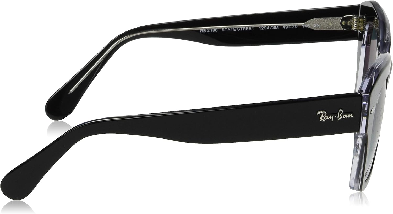 Ray-Ban Women's RB2186 State Street Sunglasses, Havana On Transparent Light/Dark Grey, 49 mm: Shoes