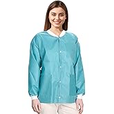 MEDICAL NATION 10 Pack Disposable Lab Jackets - Hip Length Reusable Scrub Jacket Unisex, with Knit Cuffs and Pockets