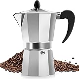 Classic Stovetop Espresso Maker for Great Flavored Strong Espresso, Classic Italian Style 5 Espresso Cup Moka Pot, Makes Deli