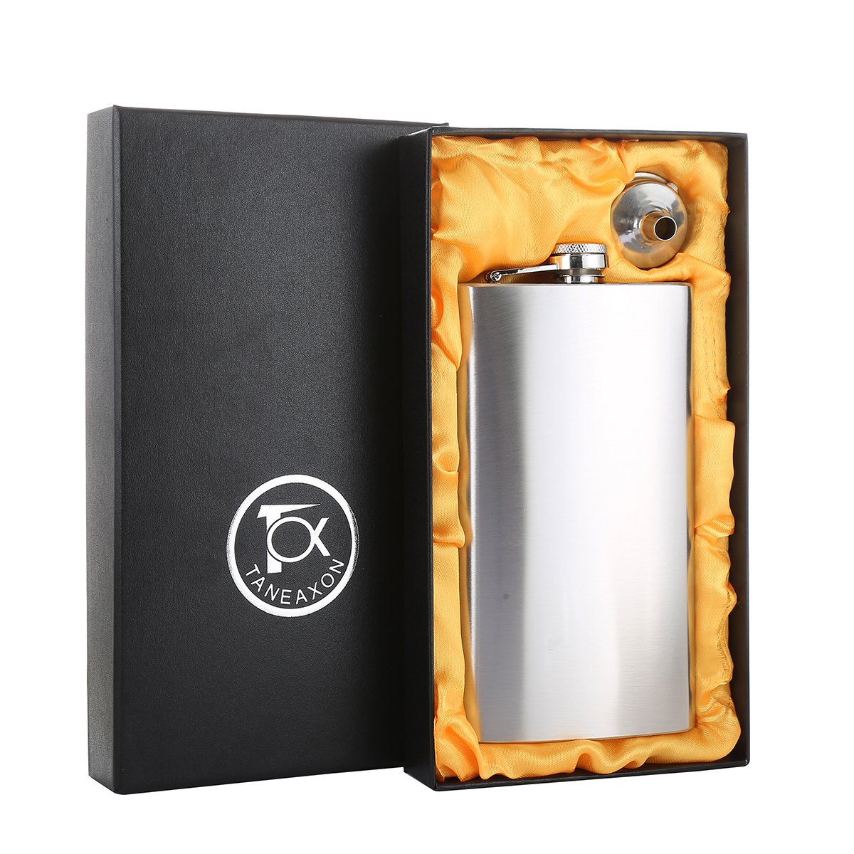 12 oz Classic Silver Stainless Steel Flasks for Liquor with Funnel and Box - Stainless Steel and Leak Proof, TANEAXON
