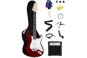 Stedman Pro Ymc Full Size Electric Guitar With Amp, Case And Accessories Pack Beginner Starter Package, Metallic Red