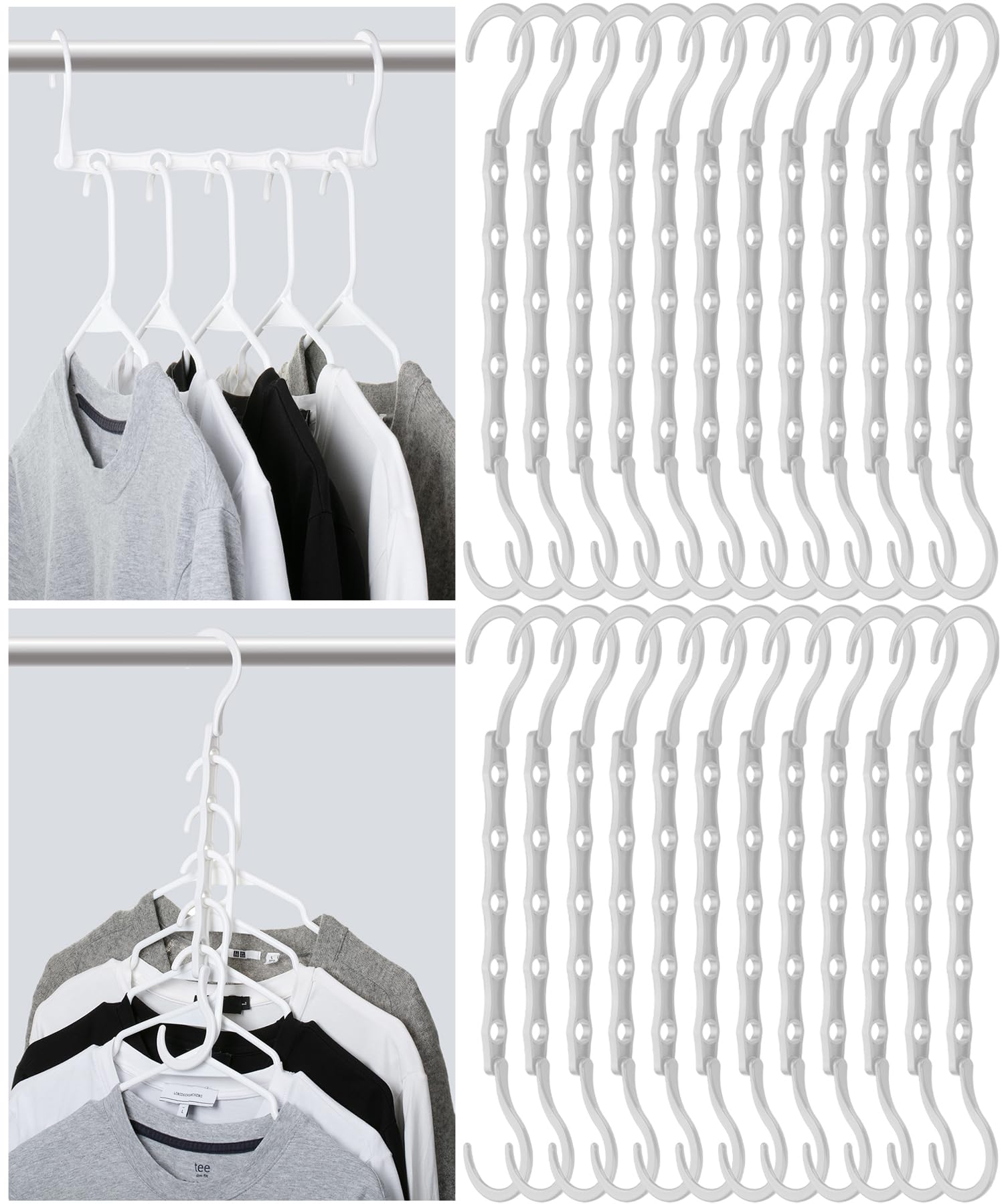 Photo 1 of Mr. Pen- Space Saving Hangers for Clothes, 24 pcs, White, Plastic Multi Clothes Hangers Space Saving, 5 Slots, 360° Rotating Hooks, Back to School Supplies