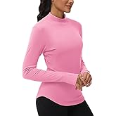 THE GYM PEOPLE Fleece Mock Turtleneck Pullover Base Layer Shirts Long Sleeve Workout Tops with Thumb Hole