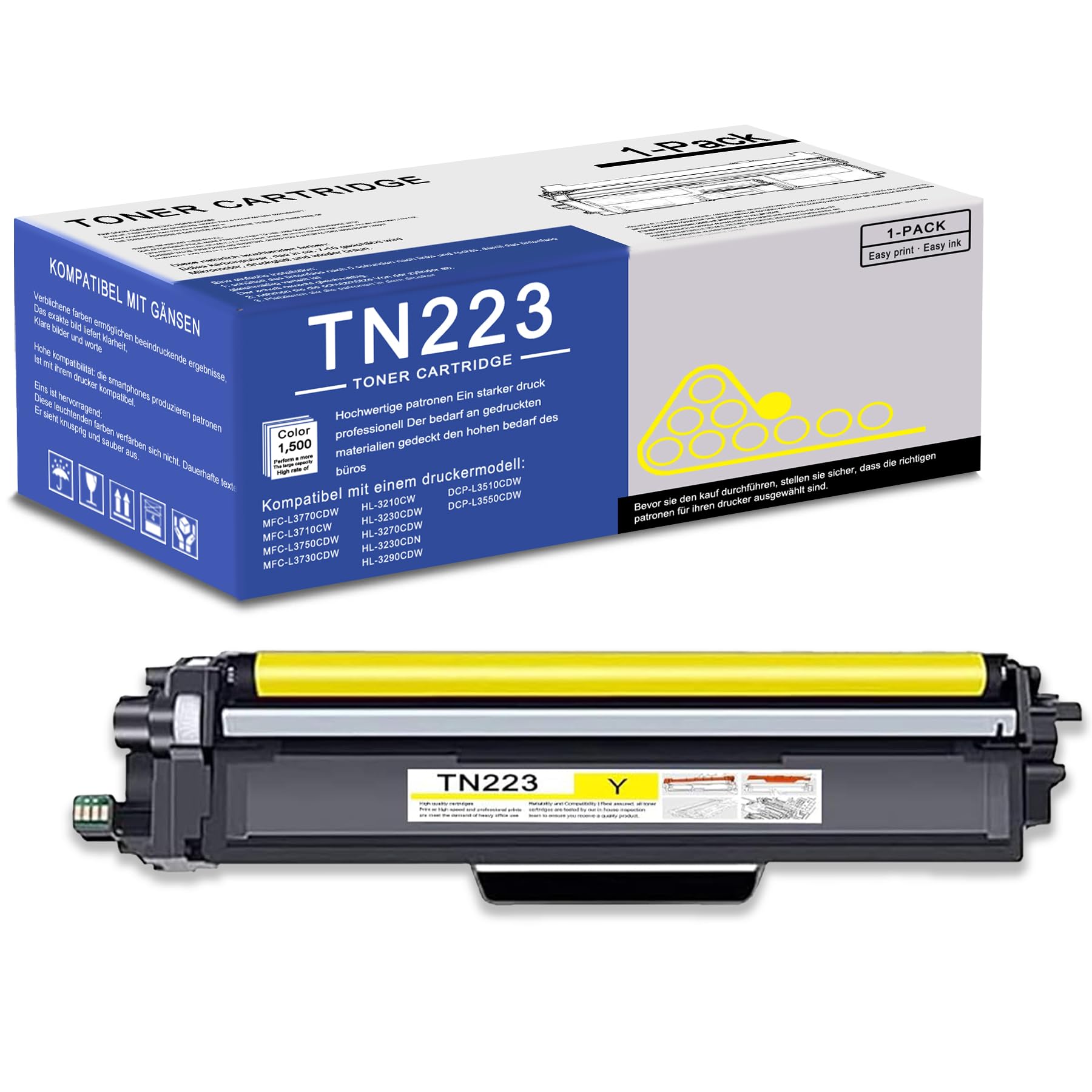 Photo 1 of 1 Pack TN223 Yellow Toner Cartridge High Yield Compatible TN-223 Replacement for Brother HL-3140CW 3150CDN 3170CDW 3180CDW MFC-9130CW 9140CDN 9330CDW DCP-9015CDW 9020CDN Printer